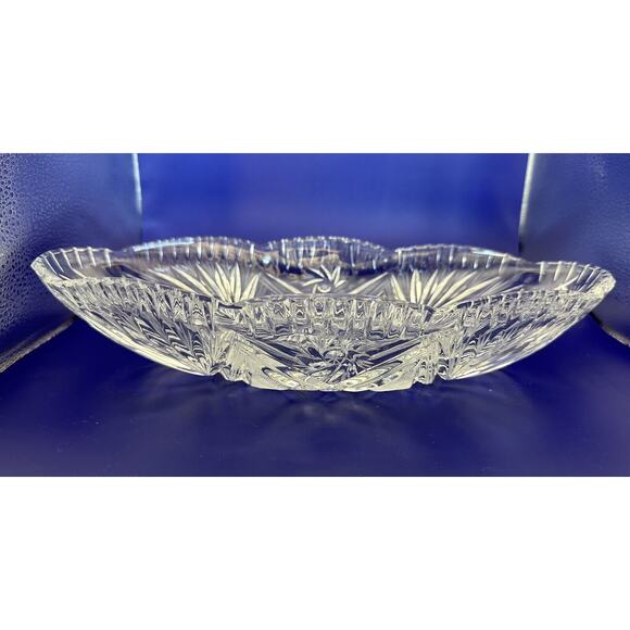 Vintage Hand cut crystal serving dish 13 “ long beautiful and heavy - Picture 2 of 6